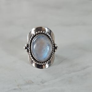 Sterling Silver Moonstone Ring Size 7